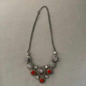 Ginger Snap Necklace Crystal Diamond Orange Pearl